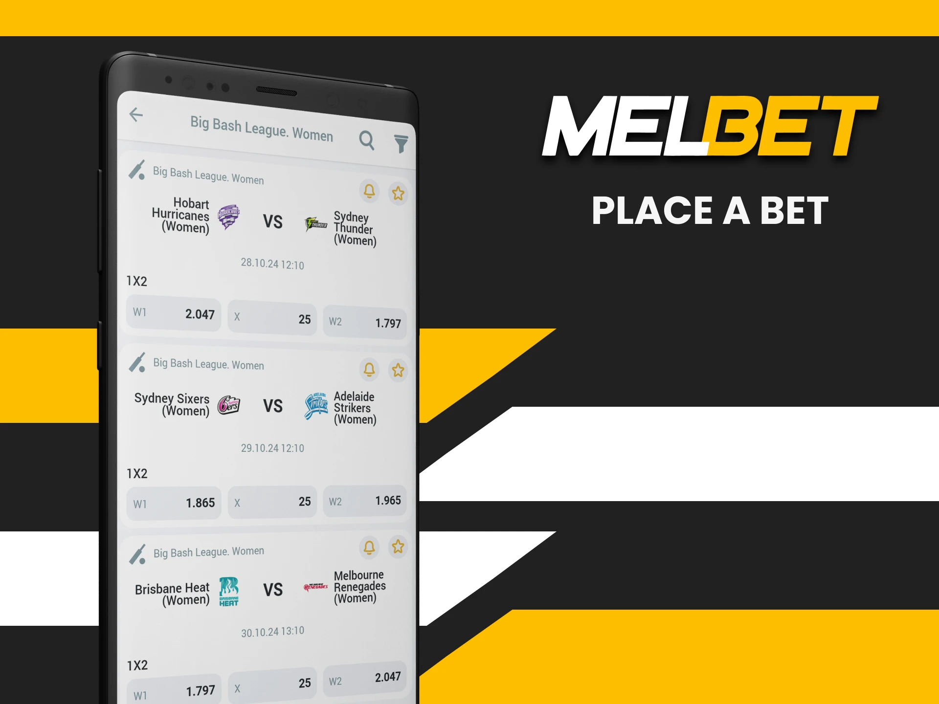 Start betting with Melbet betting app.