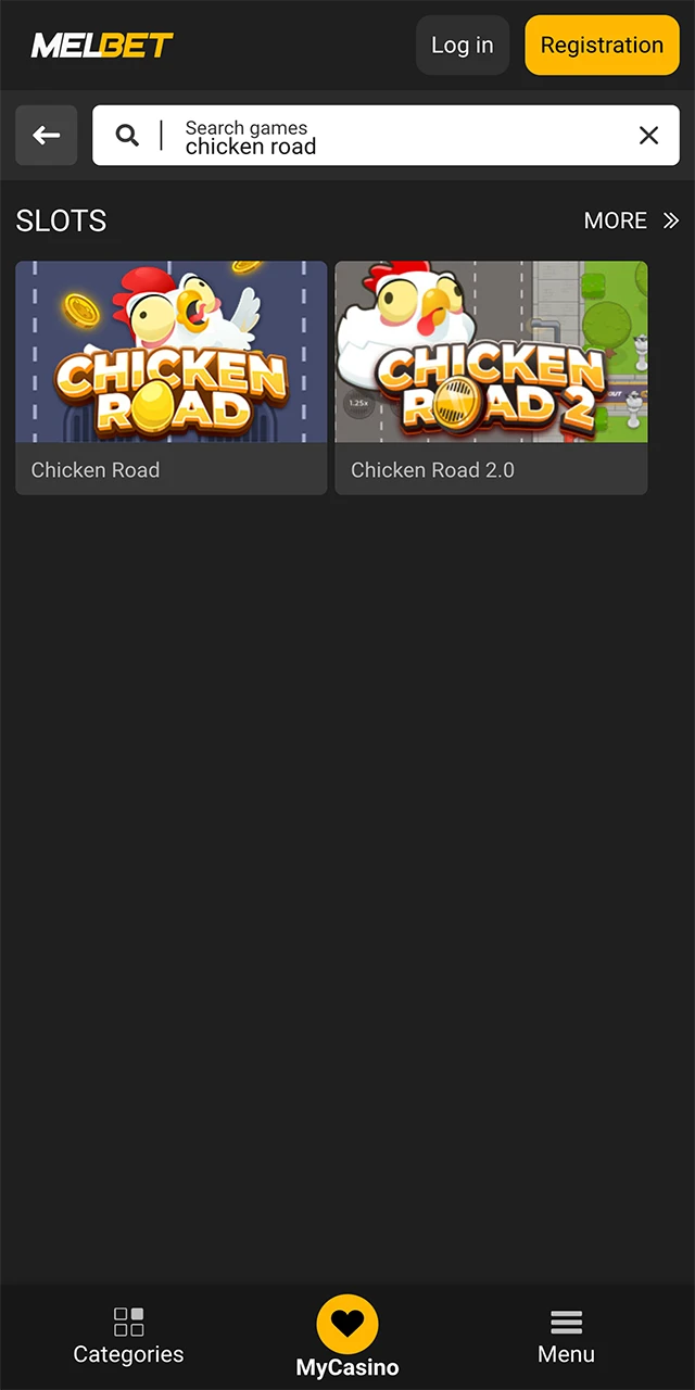 Use Melbet's handy search to launch Chicken Road.