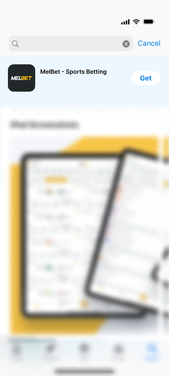 Open the App Store to download the Melbet app Bangladesh for iOS.