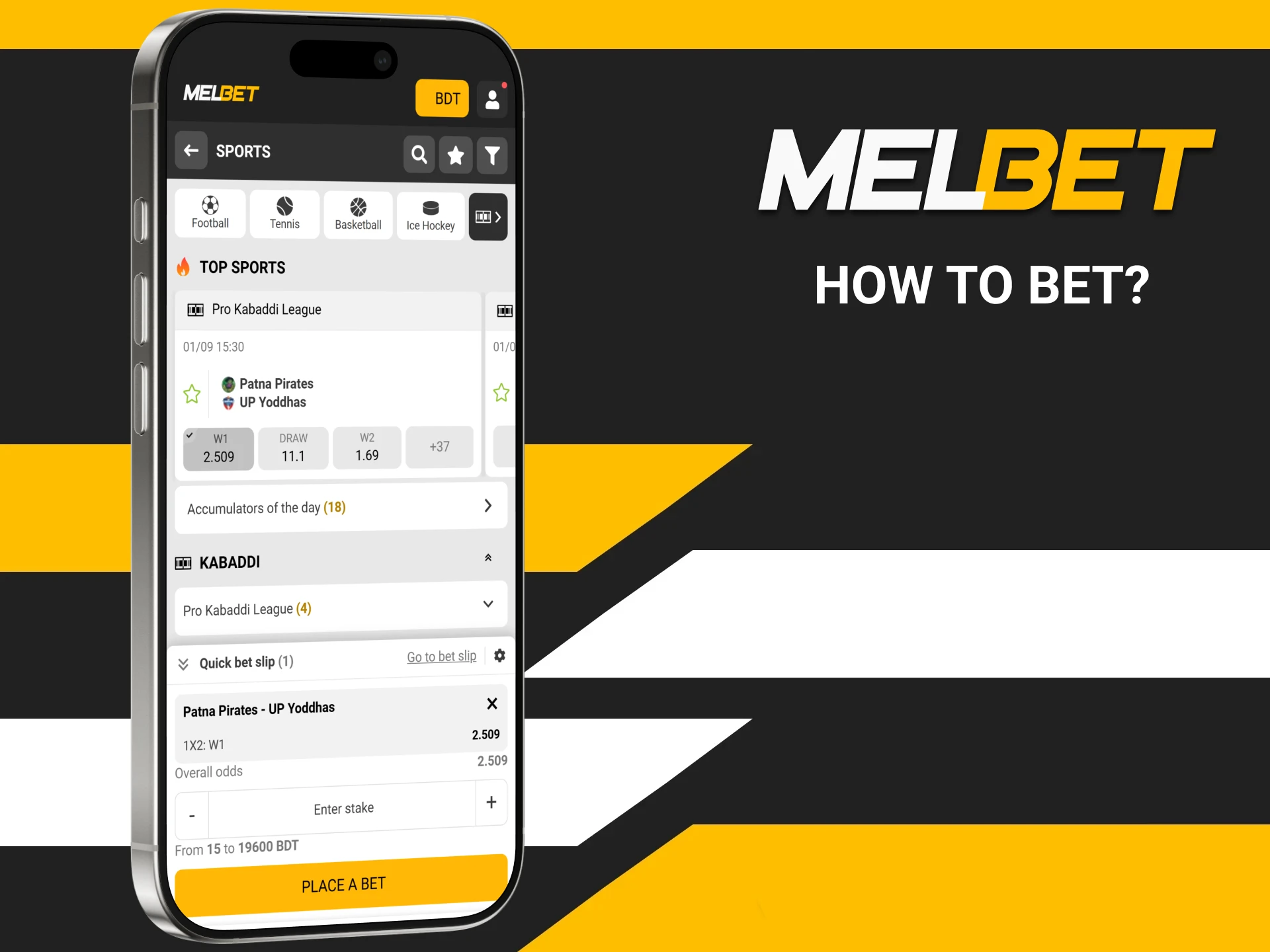 Find out how to bet on kabaddi through the Melbet app.