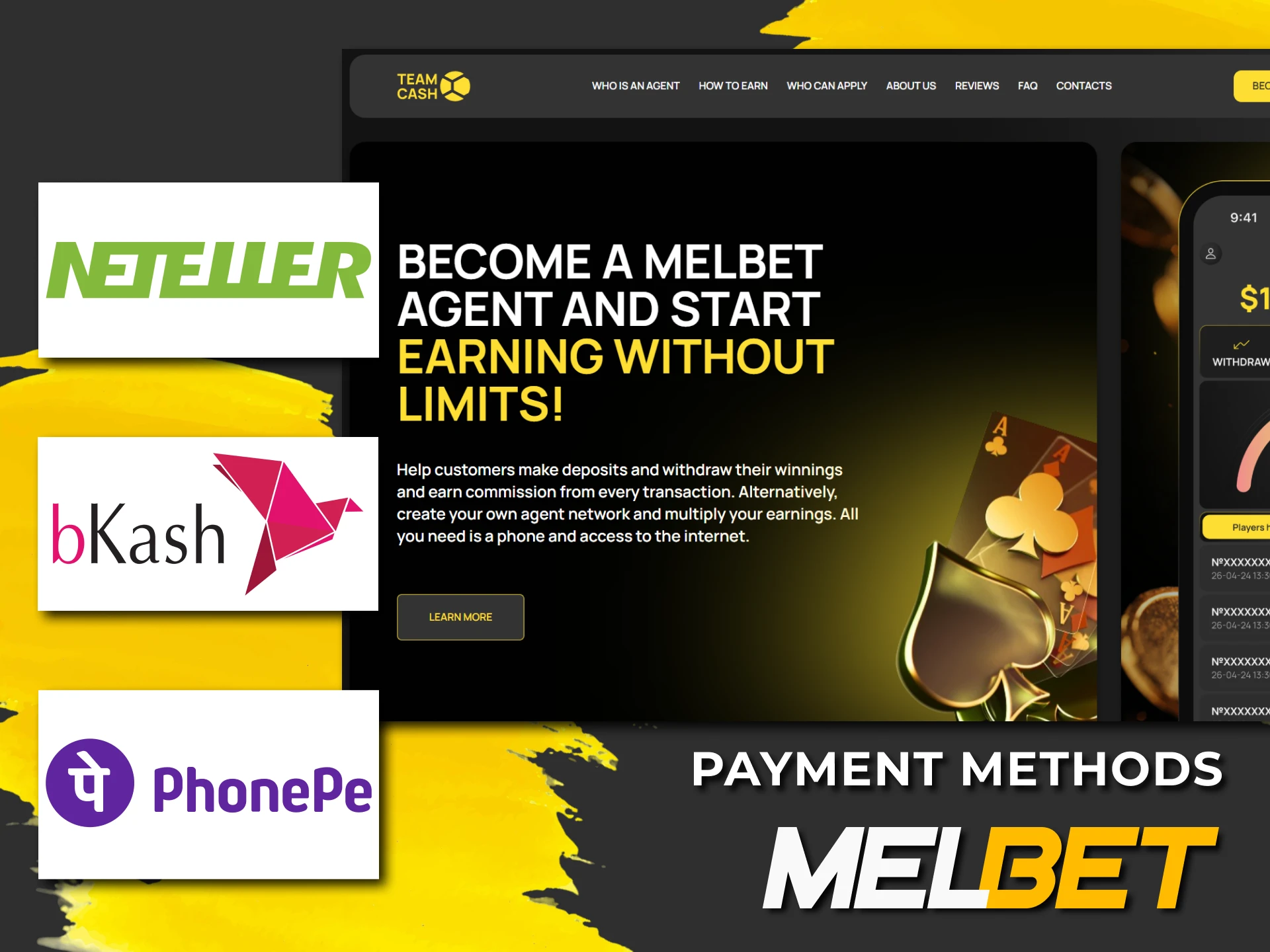 Melbet Agent in Bangladesh provides users with a wide range of payment methods available in Bangladesh.