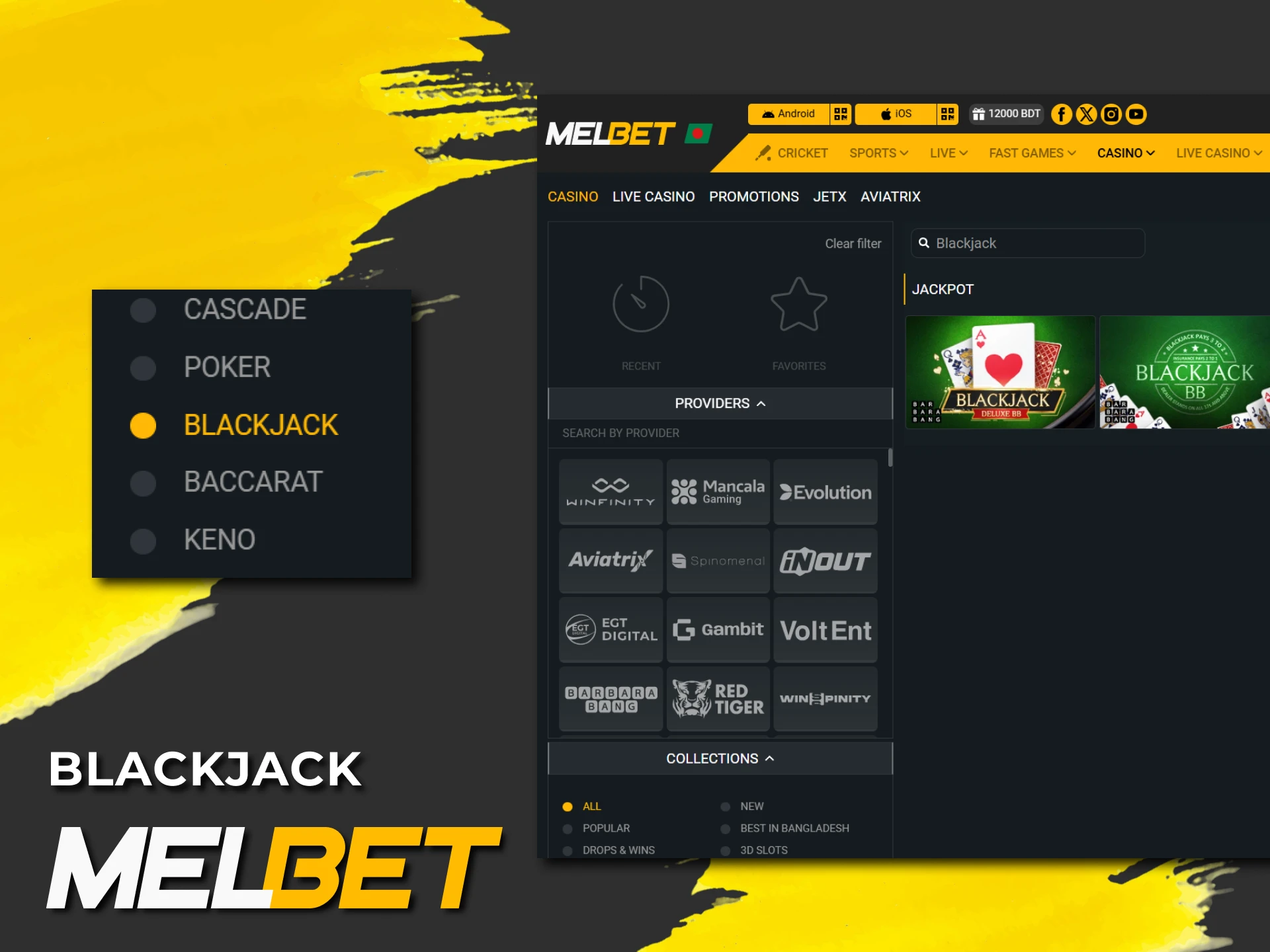 At Melbet casino, blackjack jackpot games are available.