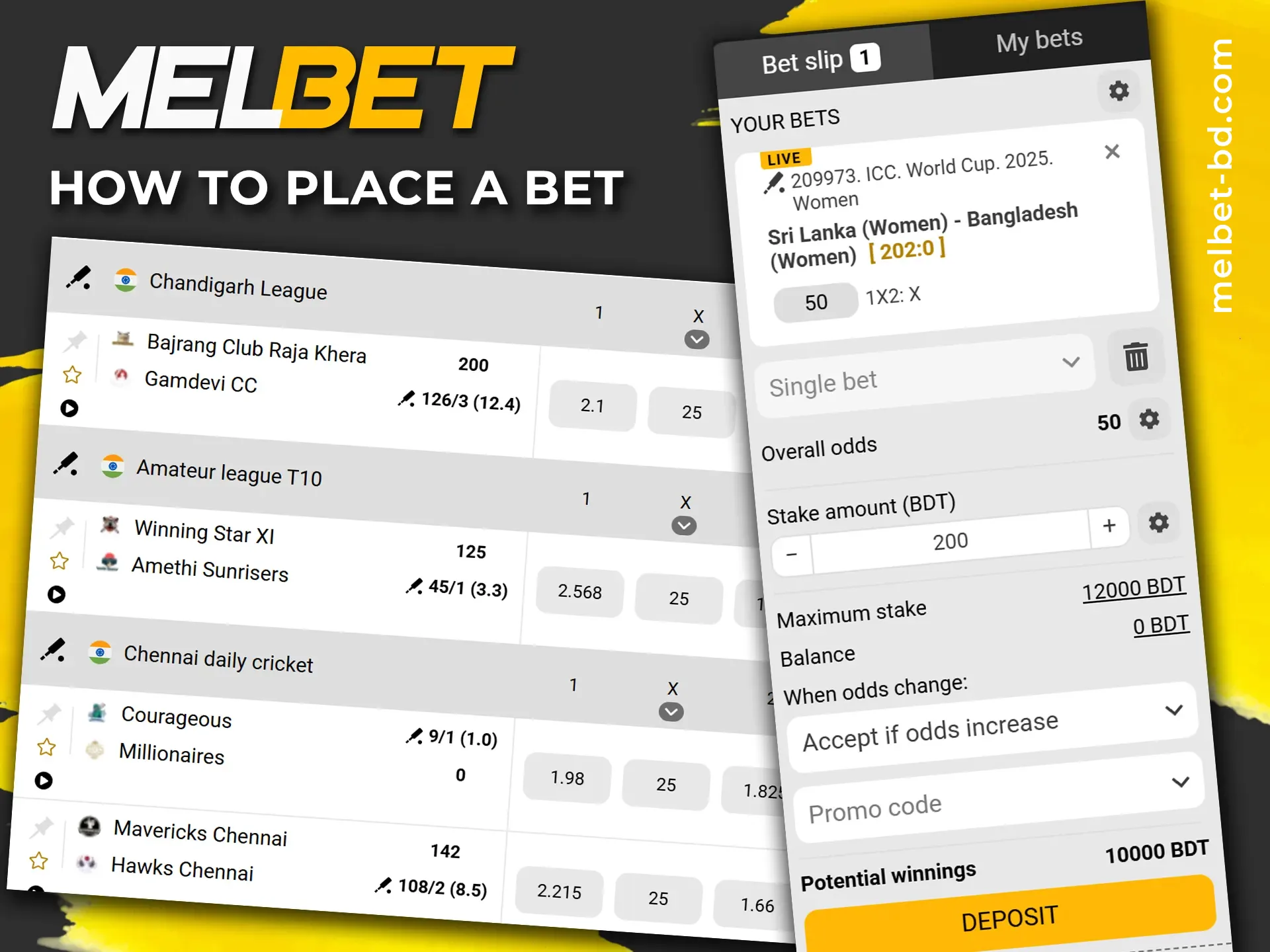 See how to place a bet on Melbet betting platform.